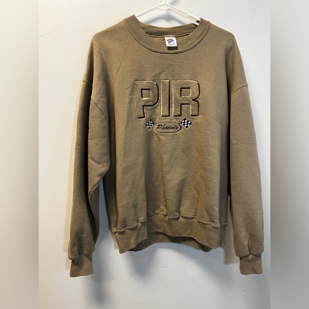Vintage 90s Pir Racing Phoenix Tan Crewneck Sweatshirt Jerzees Size Large